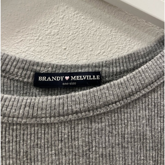 Womens Gray Ribbed Brandy Melville Long Sleeve - Picture 2 of 5